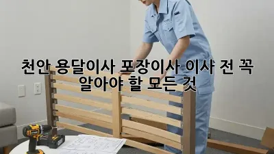 천안 용달이사, 포장이사? 이사 전 꼭 알아야 할 모든 것!